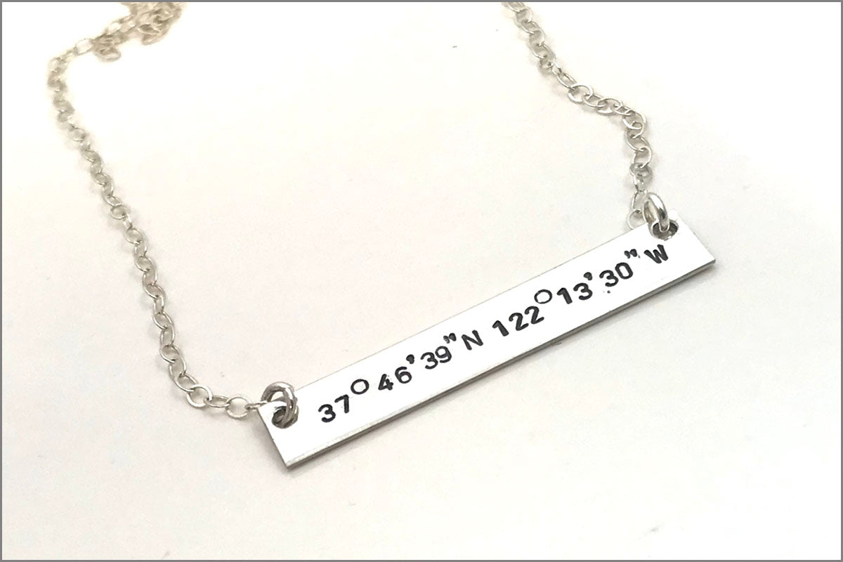 Custom Coordinate Bar Necklace | Sterling Silver Bar Necklace, Gold Bar Necklace, Coordinate Jewelry