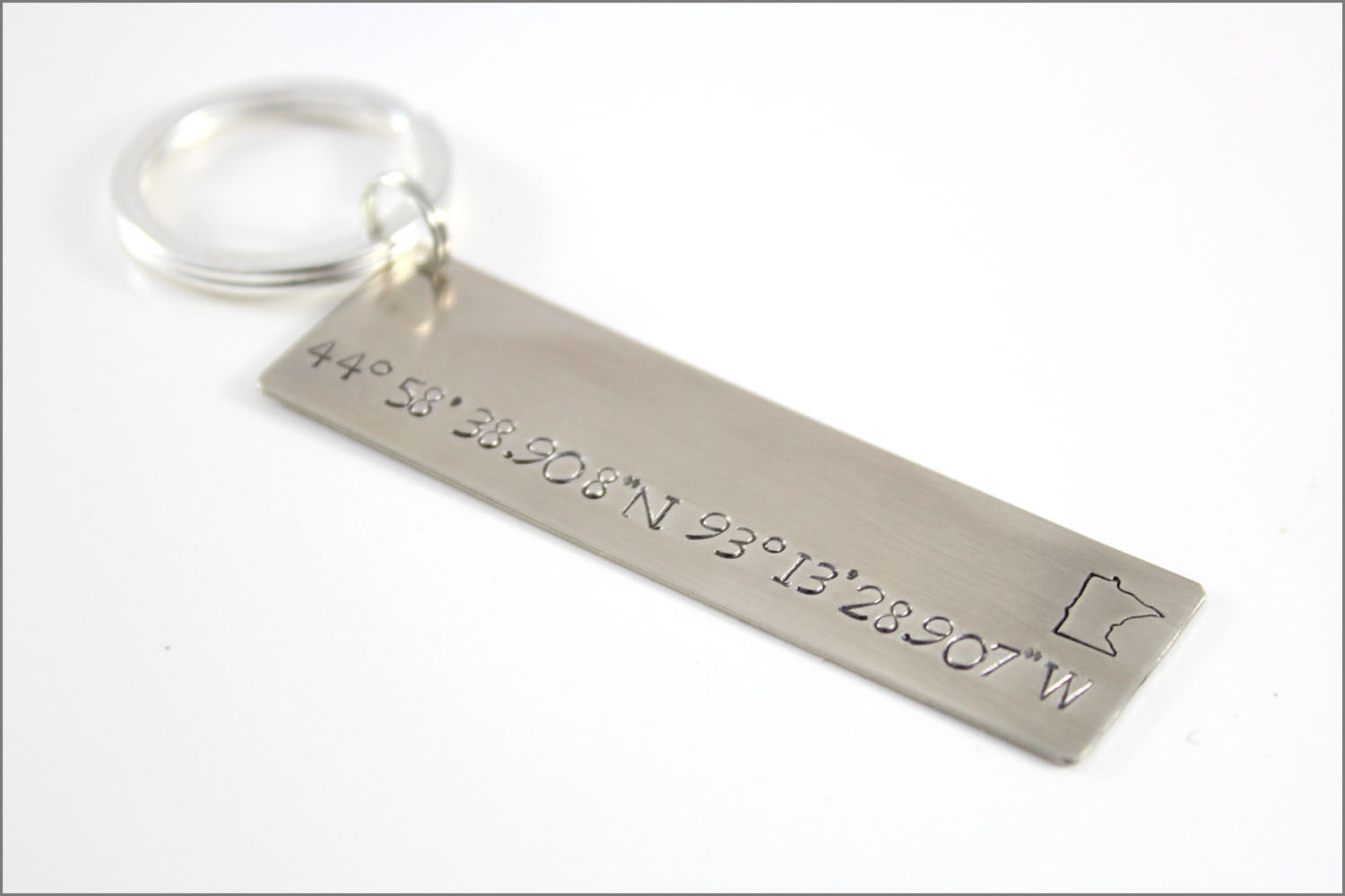 Men's Latitude Longitude GPS Keychain