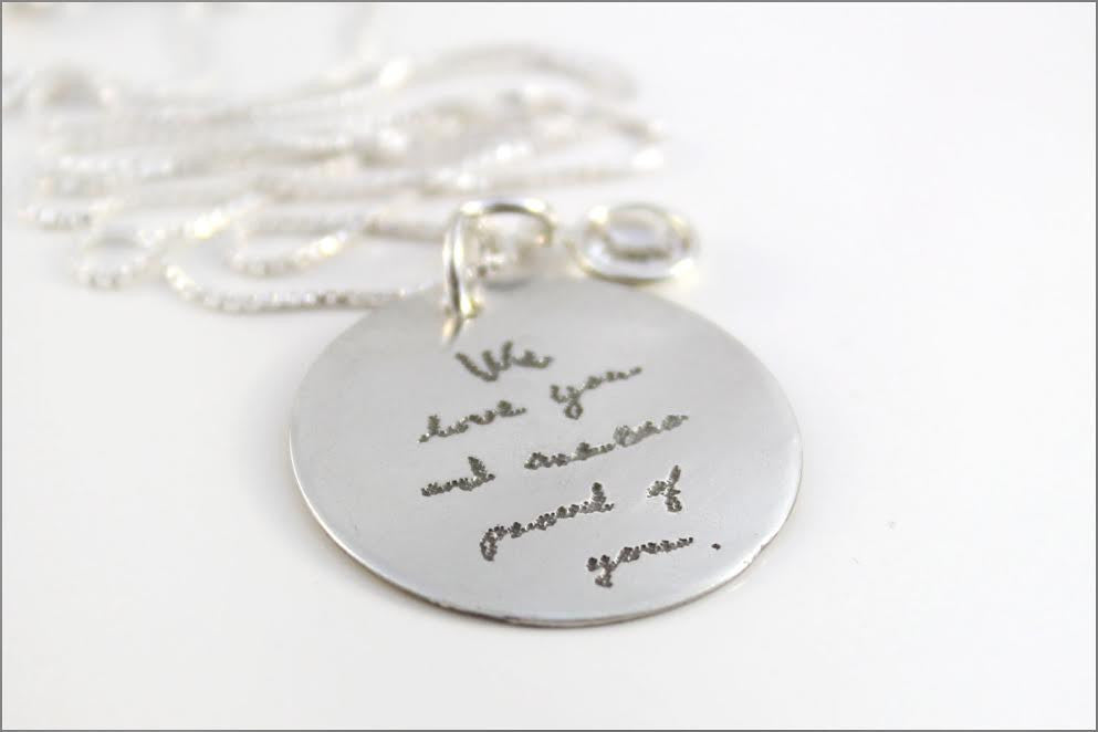 Amazon.com: Custom Made Heart Necklace Actual Handwriting Jewelry, With  your Personalized Signature and birthstone, Sterling silver : Handmade  Products