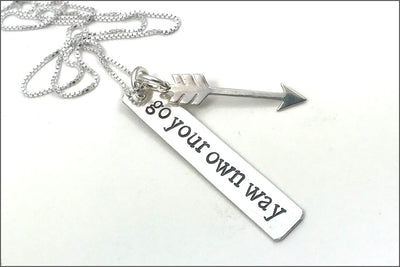 Silver Bar Necklace with Arrow Charm | Go Your Own Way