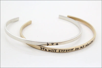 Couples Custom Skinny Cuff Bracelet | Couples Initials, Custom Quote, Valentines Gift