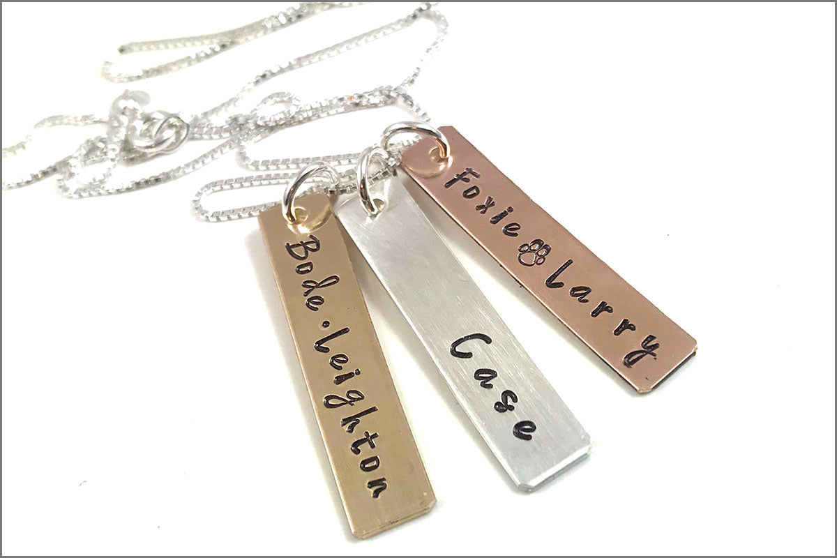 Mixed Metal Tag Necklace | Personalized Name Jewelry