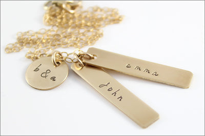 Personalized Family Tag Necklace with Initials | Rose Gold, Gold Filled, or Sterling Silver