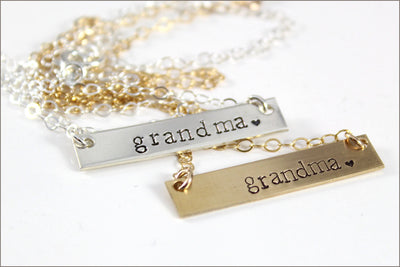 READY TO SHIP // Gold or Silver Bar Necklace | Grandma Necklace, Last Minute Gifts for Grandma, Gold Bar Necklace, Silver Bar Necklace