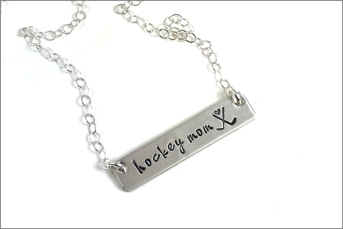 Hockey Mom Bar Necklace | Hockey Sticks