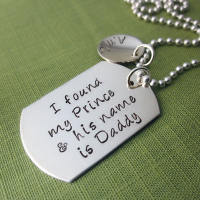 I Found My Prince Daddy Necklace with Name Pendant in Sterling Silver | Personalization & Hand Stamped | Father's Day Gift