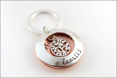 Hand Stamped Grandma Necklace | Sterling Silver & Copper Jewelry, Tree of Life Locket Necklace, Family Name Jewelry, Special Gifts for Her