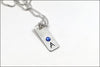 Initial Tag Necklace with Birthstones