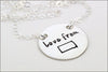 Love from South Dakota Sterling Silver Necklace | Custom Silver Necklace, Silver Stamped Necklace, Custom State Jewelry