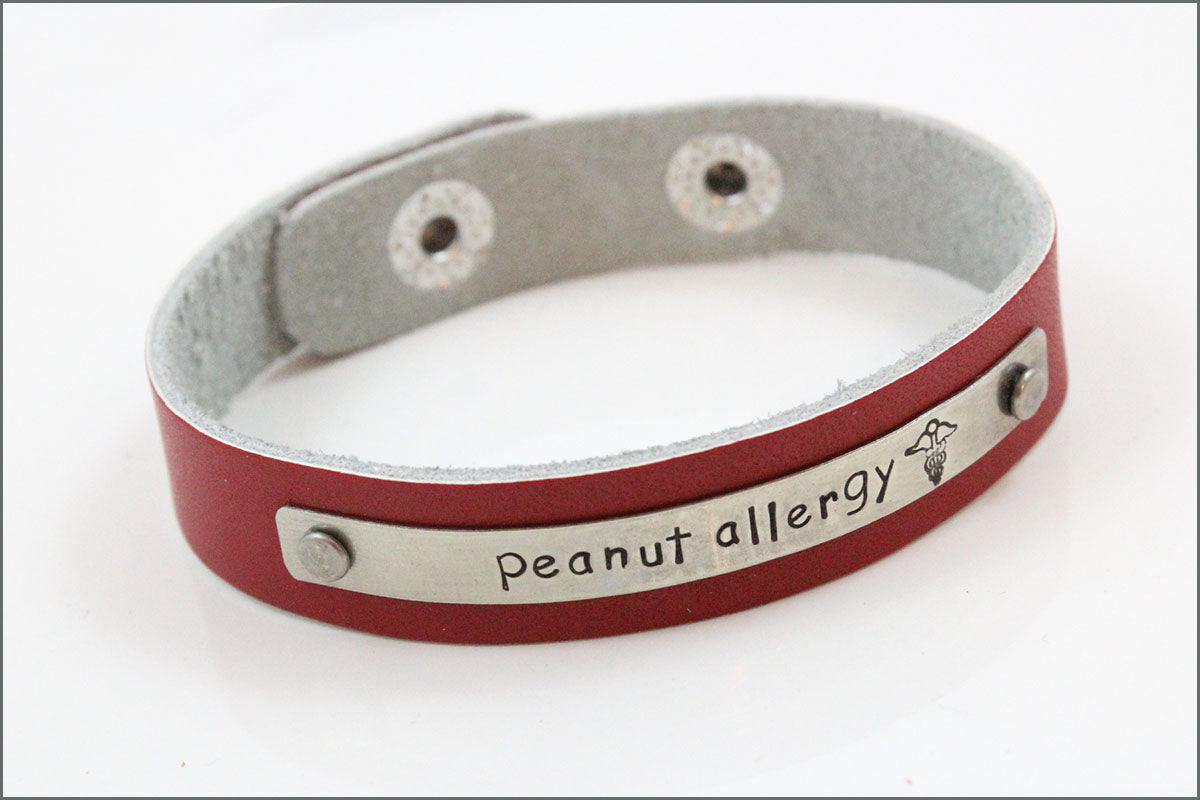 AllergyCasual Brown Leather Medical Alert Bracelet