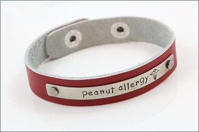 Custom Medical Alert Bracelet | Leather Medical Alert Bracelet, Custom Allergy Bracelet, Peanut Allergy Bracelet