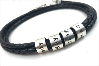 Braided Leather Cord Personalized Bracelet | Custom Name Beads Bracelet