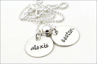 Sterling Silver Two Name Necklace | Personalized Two Disc Necklace