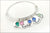 Personalized Sterling Silver Bangle Bracelet | Name Charm Bracelet with Birthstones