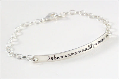 Custom Name Silver Bar Bracelet | Personalized Mom Bracelet, Sterling Silver Bracelet, Mommy Bracelet, Name Bracelet