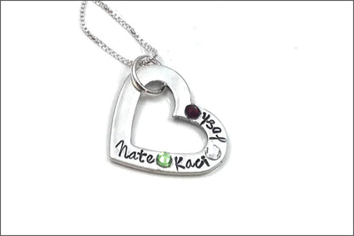 Open Heart Name & Birthstone Necklace