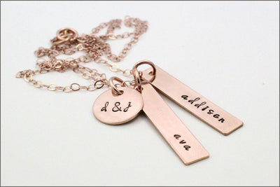 Personalized Family Tag Necklace with Initials | Rose Gold, Gold Filled, or Sterling Silver