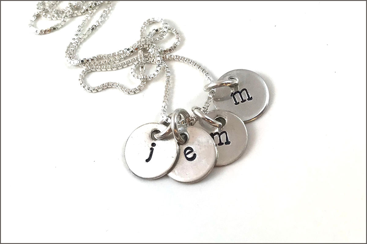 Sterling Silver Custom initials Necklace - Silver