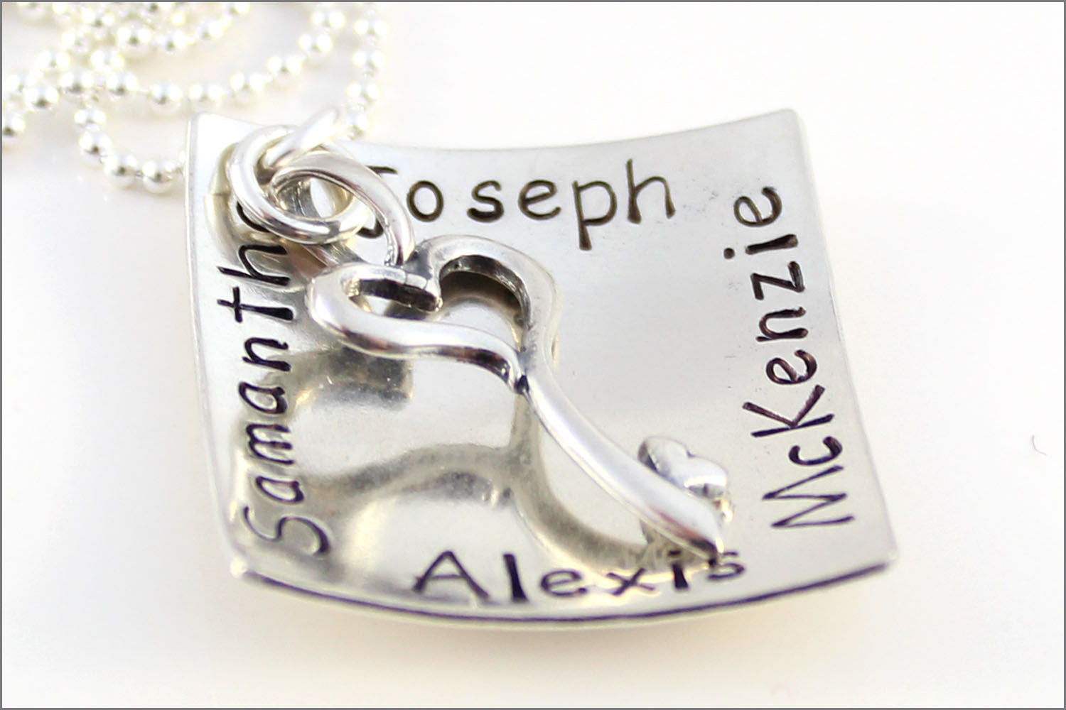 Personalized Silver Square Necklace | Custom Name Jewelry, Sterling Silver Mom Jewelry, Hand Stamped Necklace, Unique Gifts for Mom