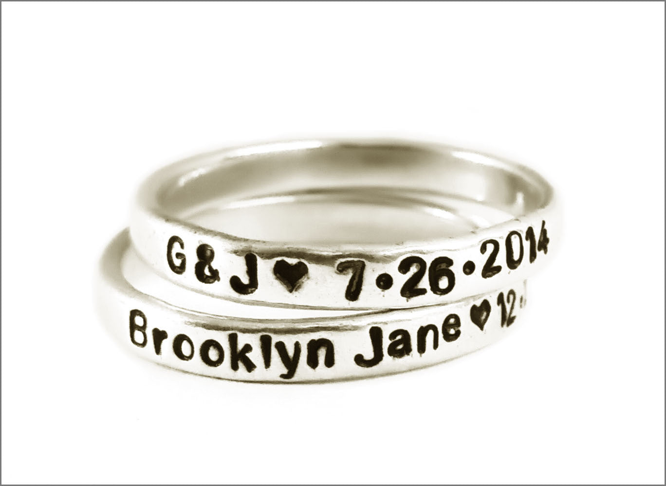 Silver Personalized Skinny Ring | Stacked Sterling Silver Ring, Customize Name or Date on Ring, Stackable Rings, Gift for Her