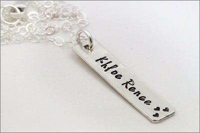 Personalized Vertical Bar Name Necklace | Sterling Silver, Gold Filled, Rose Gold