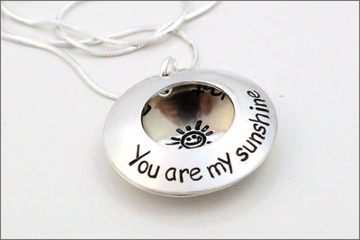 Custom Silver Locket | You are My Sunshine Necklace, Personalized Mother Necklace, Children's Name Necklace, Special Gift for Mom